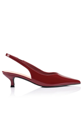 Lush Slingback Kitten Heels - Wine Patent