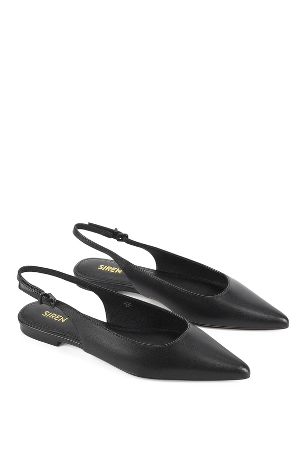Lola Sling Back Flats - Black Leather