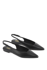 Lola Sling Back Flats - Black Leather