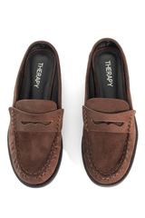 Atticus Loafer Mule  - Chocolate Faux Suede