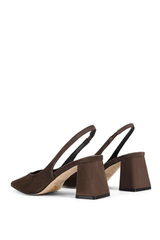 Yankee Slingback Block Heel - Chocolate Brown Suede