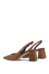 Yankee Slingback Block Heel - Toffee Brown Suede