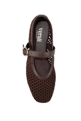 Eunice Mesh Mary Jane Flats - Chocolate