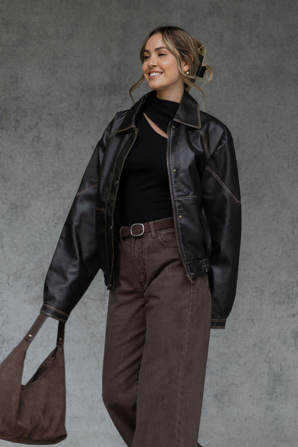 Eddie Faux Leather Jacket - Choc Brown – The Self Styler