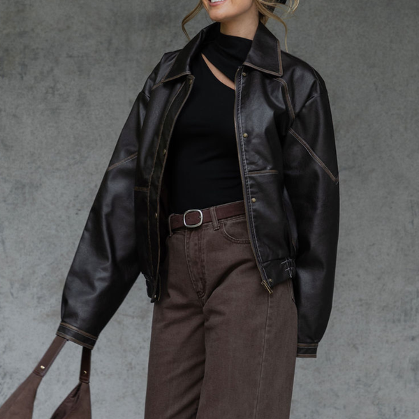 Eddie Faux Leather Jacket - Choc Brown – The Self Styler
