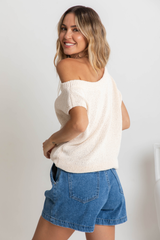 Avalon Off-The-Shoulder Top - Ivory Cream - The Self Styler