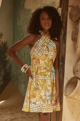 Tahiti Hatler Neck Mini Dress - Paradise Print - Girl and the Sun - The Self Styler