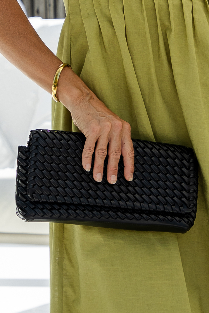 Tate Woven Clutch - Black - The Self Styler