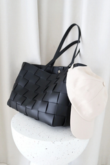 Nelly Woven Tote Bag - Black