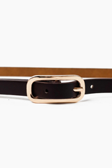 Gigi Skinny Belt - Dark Brown/Gold