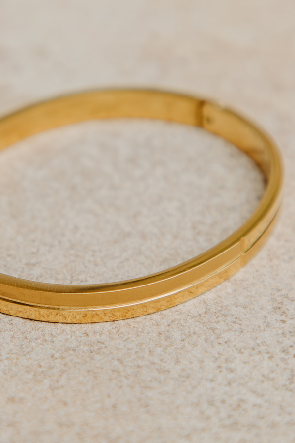 Zinnia Minimalist Panel Bangle - Gold - The Self Styler