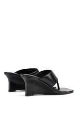 Aurelia Thong Wedges - Black Vintage Leather