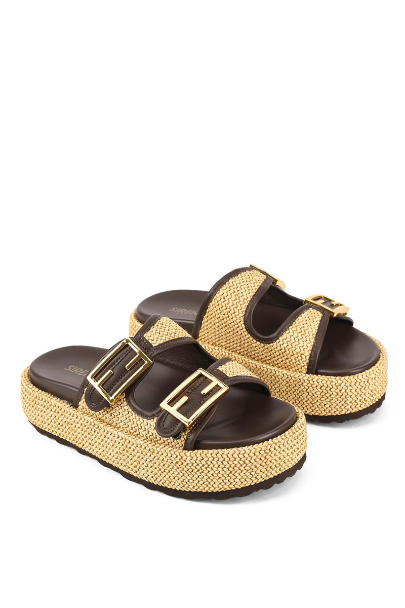Aphrodite Woven Platforms - Natural Weave & Chocolate - The Self Styler