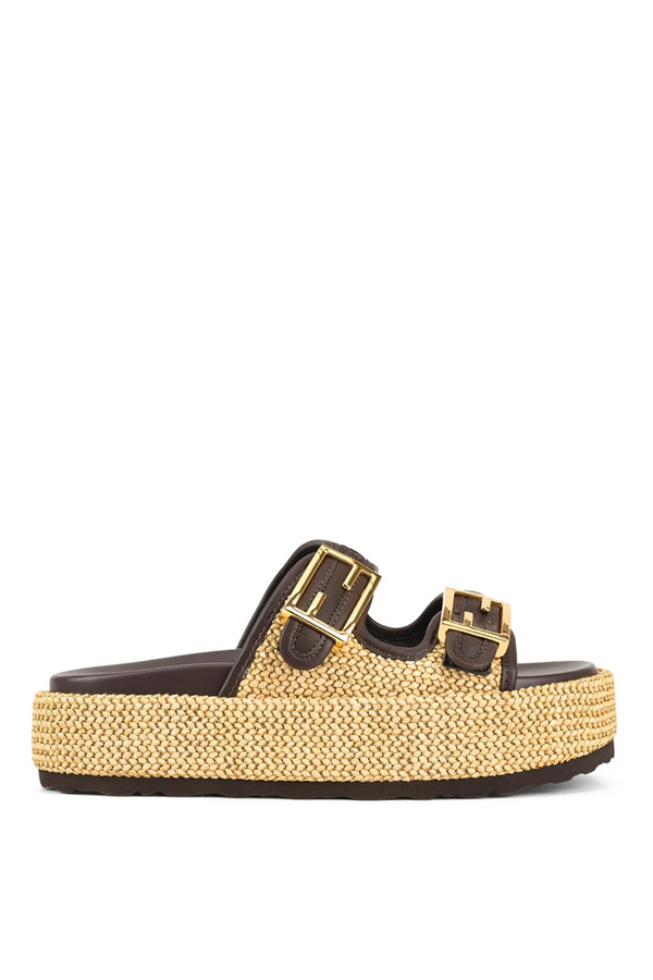 Aphrodite Woven Platforms - Natural Weave & Chocolate - The Self Styler