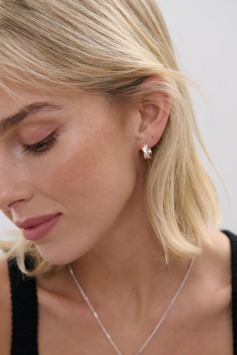 Taya Small Twist Earrings - Silver - The Self Styler