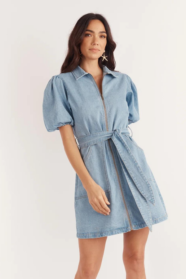 Avis Mini Dres - Blue Denim - Girl and the Sun - The Self Styler