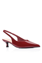 Lush Slingback Kitten Heels - Wine Patent