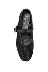 Eunice Mesh Mary Jane Flats - Black