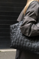 Kaia Woven Tote Bag - Black