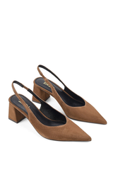Yankee Slingback Block Heel - Toffee Brown Suede
