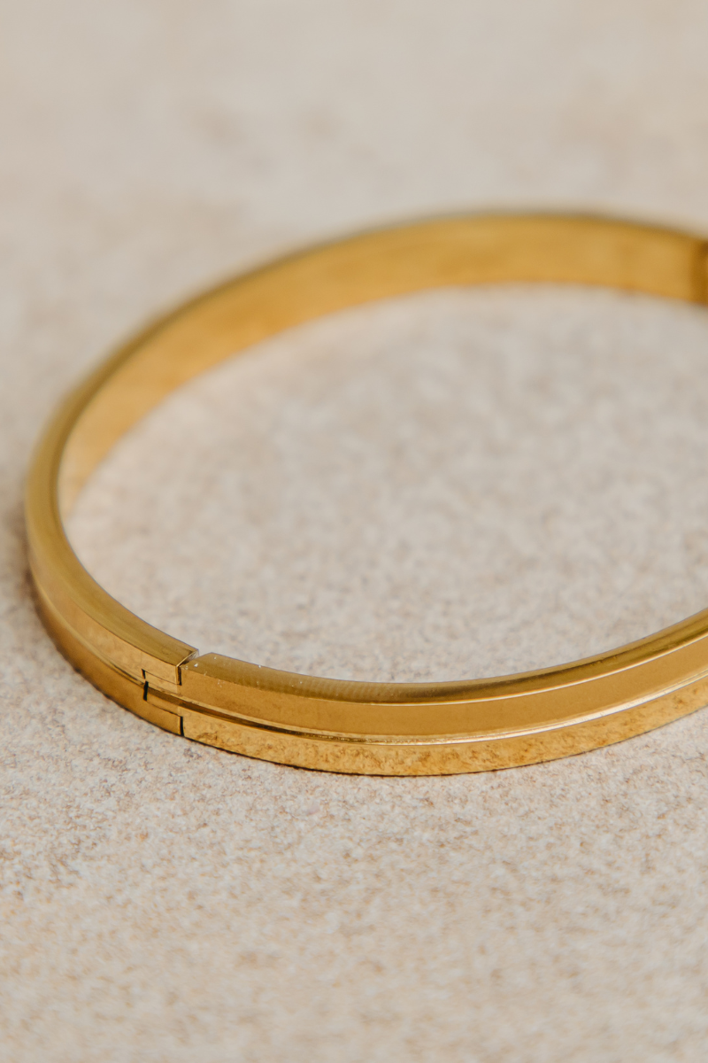 Zinnia Minimalist Panel Bangle - Gold - The Self Styler