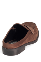 Atticus Loafer Mule  - Chocolate Faux Suede