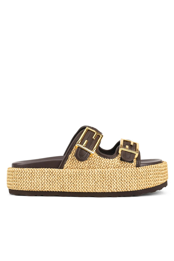 Aphrodite Woven Platforms - Natural Weave & Chocolate - The Self Styler