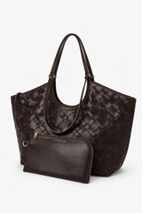 Kaia Woven Tote Bag - Chocolate