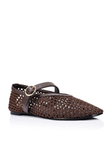 Eunice Mesh Mary Jane Flats - Chocolate