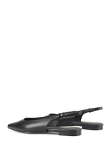 Lola Sling Back Flats - Black Leather
