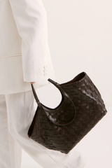 Kaia Woven Tote Bag - Chocolate