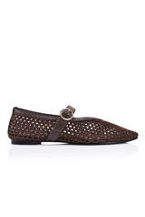 Eunice Mesh Mary Jane Flats - Chocolate