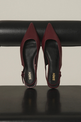 Lola Sling Back Flats - Wine Leather
