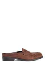 Atticus Loafer Mule  - Chocolate Faux Suede