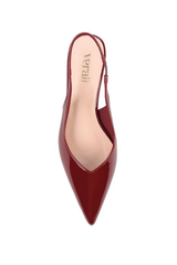 Lush Slingback Kitten Heels - Wine Patent