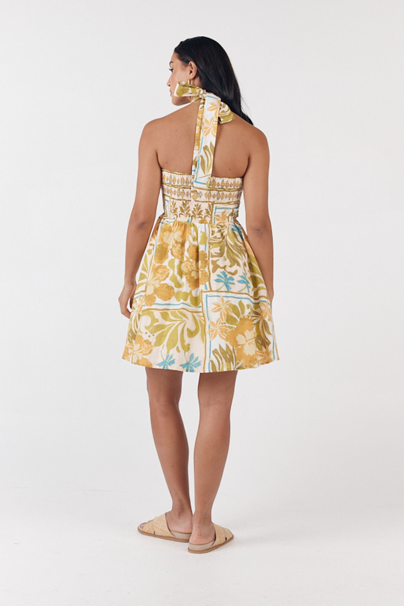 Tahiti Hatler Neck Mini Dress - Paradise Print - Girl and the Sun - The Self Styler
