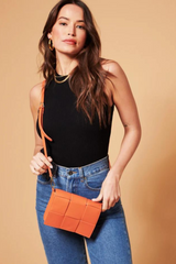 Anika Woven Clutch Bag - Orange - The Self Styler