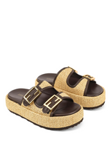 Aphrodite Woven Platforms - Natural Weave & Chocolate - The Self Styler