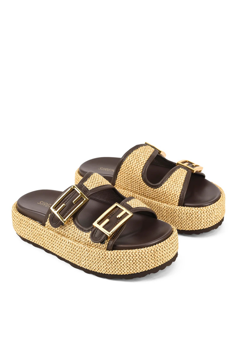 Aphrodite Woven Platforms - Natural Weave & Chocolate - The Self Styler