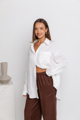 Ainsley Relaxed-Fit Linen Shirt - Ivory White