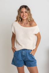 Avalon Off-The-Shoulder Top - Ivory Cream - The Self Styler