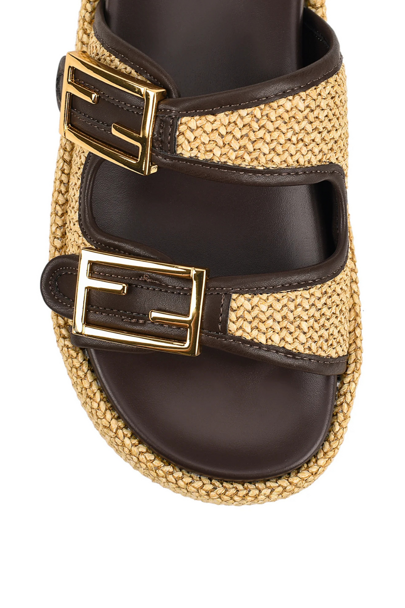 Aphrodite Woven Platforms - Natural Weave & Chocolate - The Self Styler