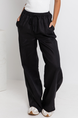 Tahlia Linen Pants - Black - The Self Styler