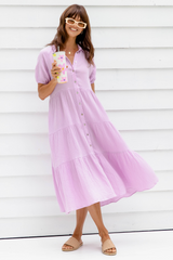 Mika Cotton Midi Dress - Lilac - The Self Styler - The Self Styler