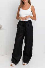 Tahlia Linen Pants - Black - The Self Styler