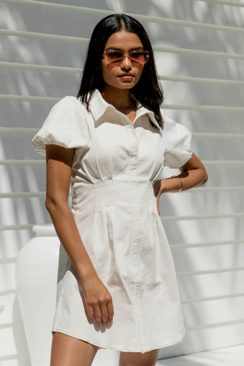 Coco Mini Dress - White - The Self Styler