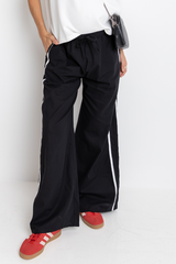Luna Wide-Leg Stripe Pants - Black - The Self Styler