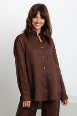 Archie Relaxed-Fit Linen Shirt - Chocolate - The Self Styler