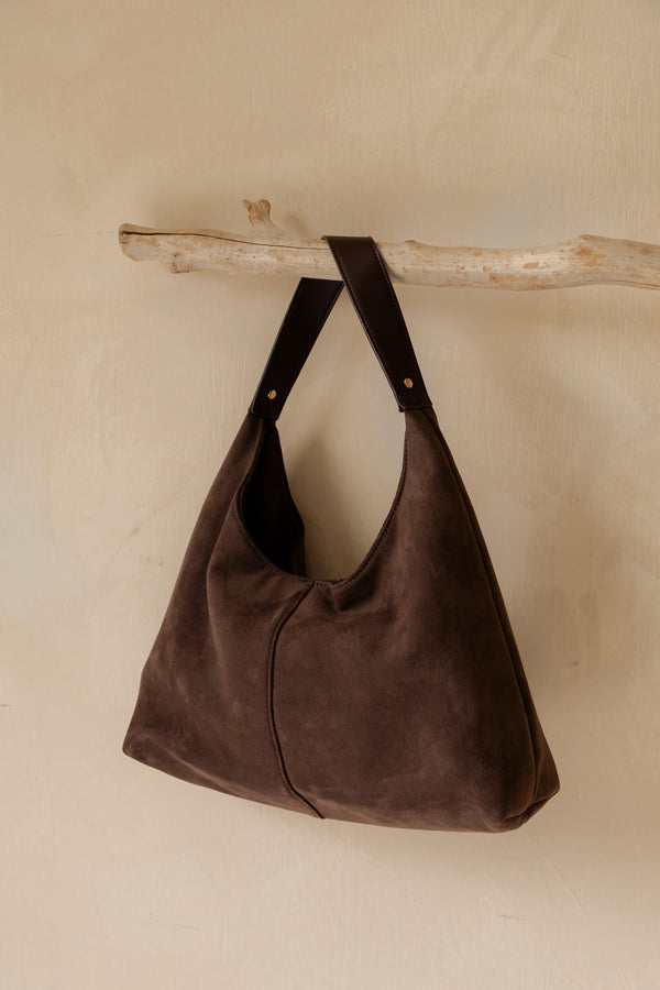 Alex Suede Tote Bag - Chocolate