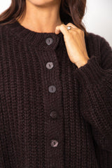 Amari Chunky Knit Cardigan - Dark Chocolate